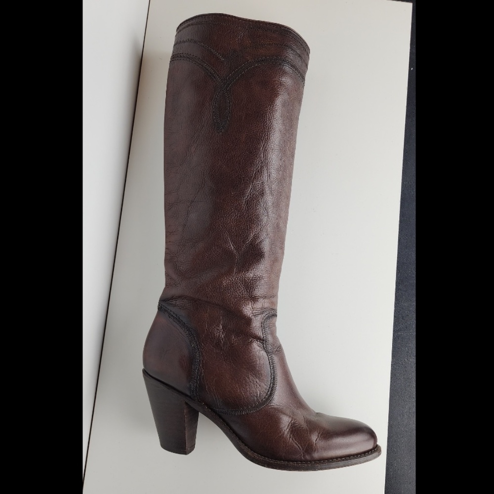 Frye's Mustang Stitch Tall Boot - Brown Size 10